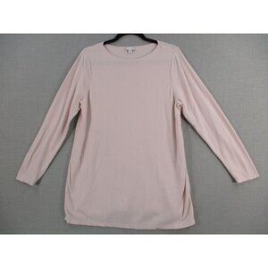 J. Jill Pink Textured Long-Sleeve Tunic Top Cotton Blend Womens L